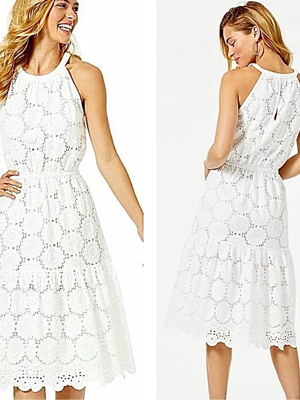 NWT Lilly Pulitzer White Eyelet embroidered Halter Midi Maxi Dress Small - Picture 2 of 14